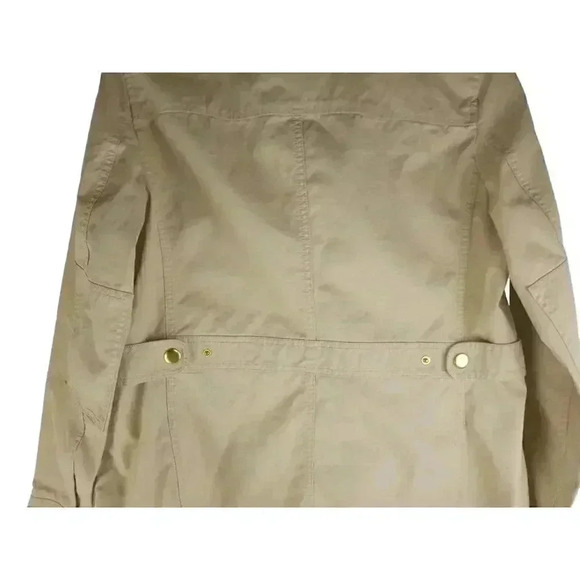 J Crew Womens Jacket Beige Full Zip Button Pocket Cotton Twill Mock Neck Size M - Picture 5 of 15